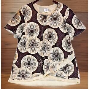 Fabi Ella Vintage Top Glitter Sheer Layered Beaded Chiffon Lace Lining Brown 4X